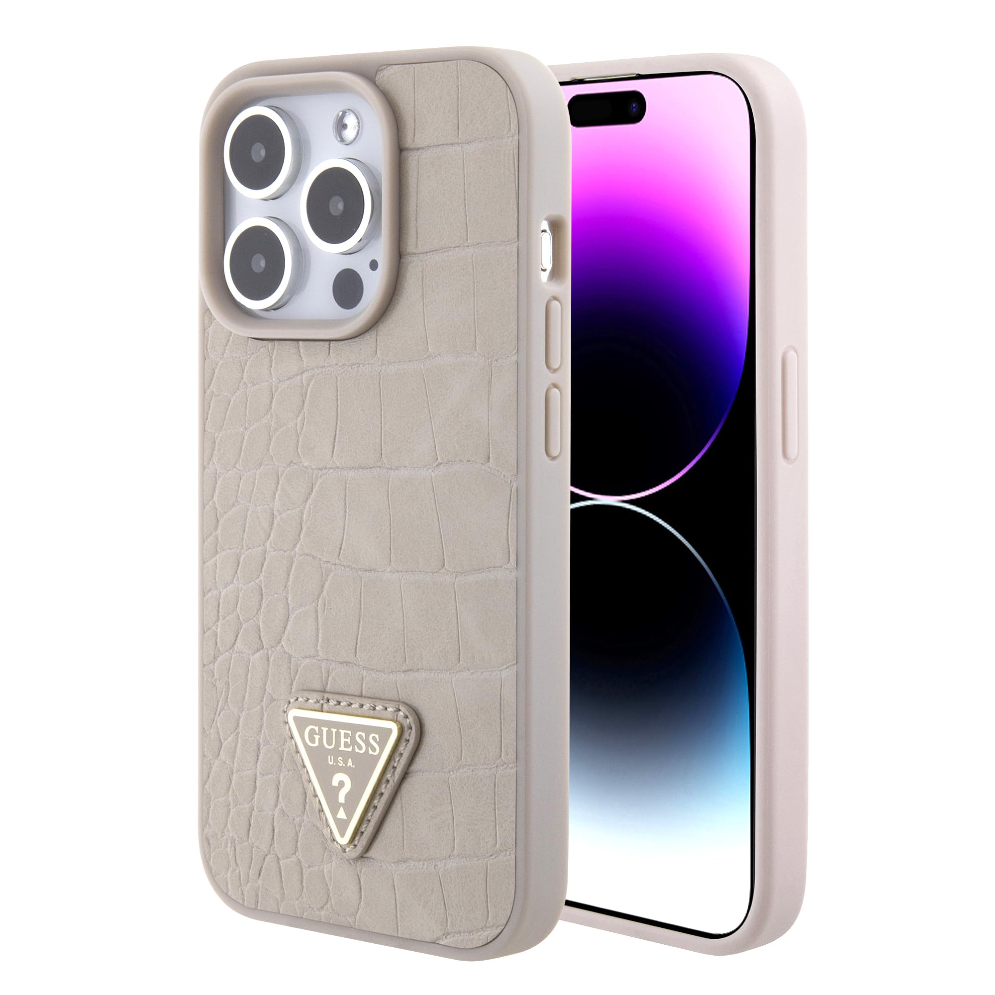 CG MOBILEGuess Croco Case For iPhone 15 Pro Max (Taupe)