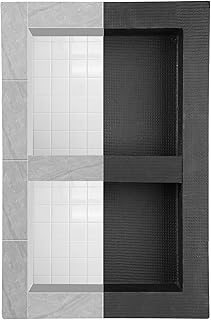 Shower Niche,12"x20"Tile Rectangle Shower Niche, Movable Partitions The Partition Space,XPS Foam Tileable Shower Niche Insert,Shower Niches Tile Ready,Niches for Tile Showers-Black…