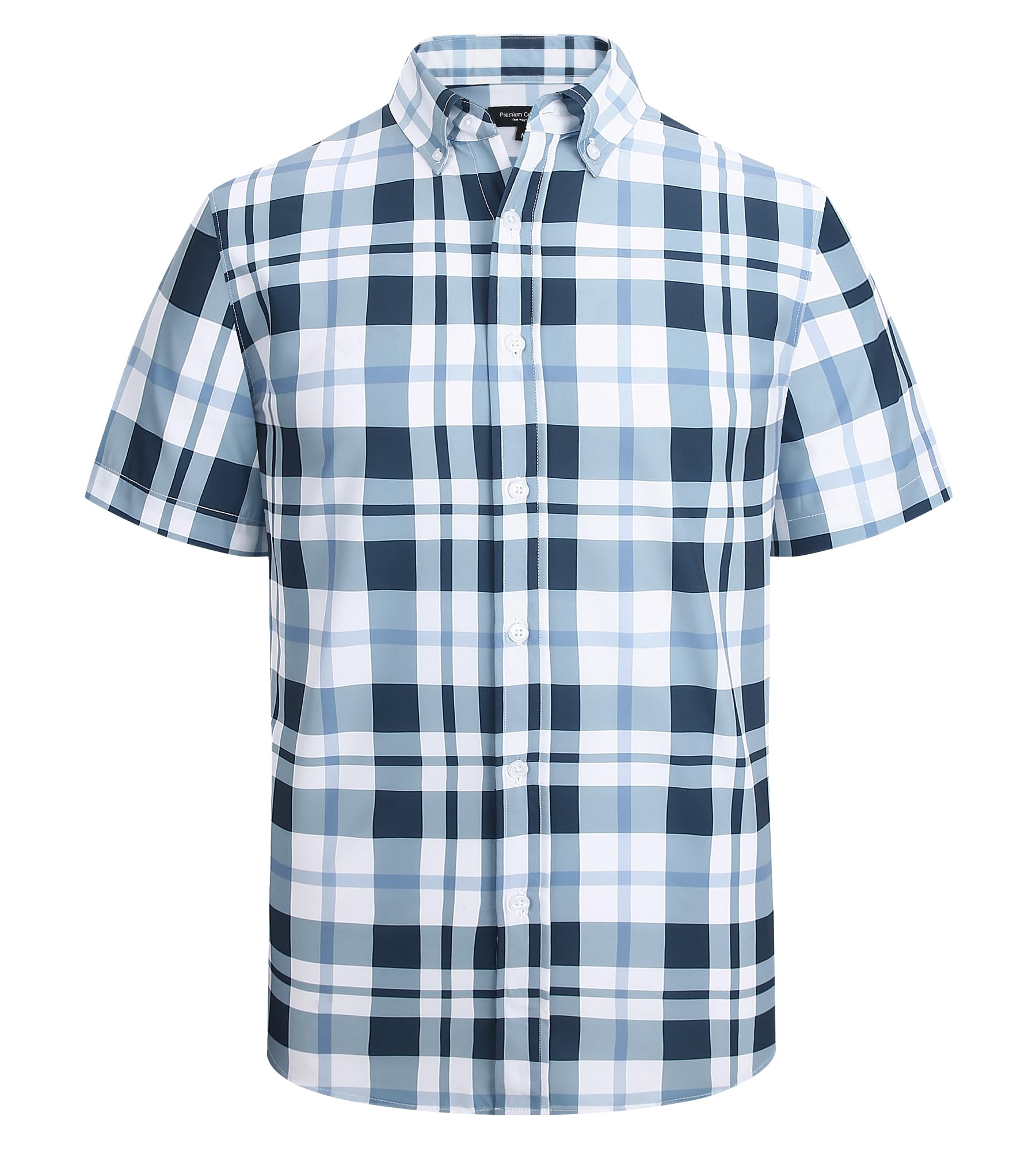Alex Vando Mens Big Plaid Button Down Shirts Wrinkle Free 4-Way Stretch Print Business Casual Shirt