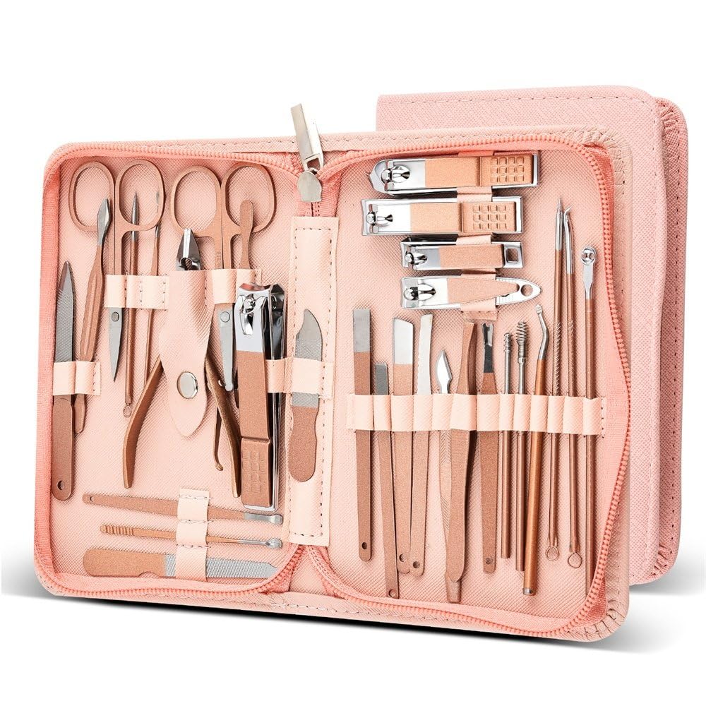 30 w 1 obcinaczki do paznokci 30 szt. zestaw do manicure ze stali gospodarstwa domowego obcinacze do paznokci pedicure nożyczki do paznokci, różowy 30 w 1, U