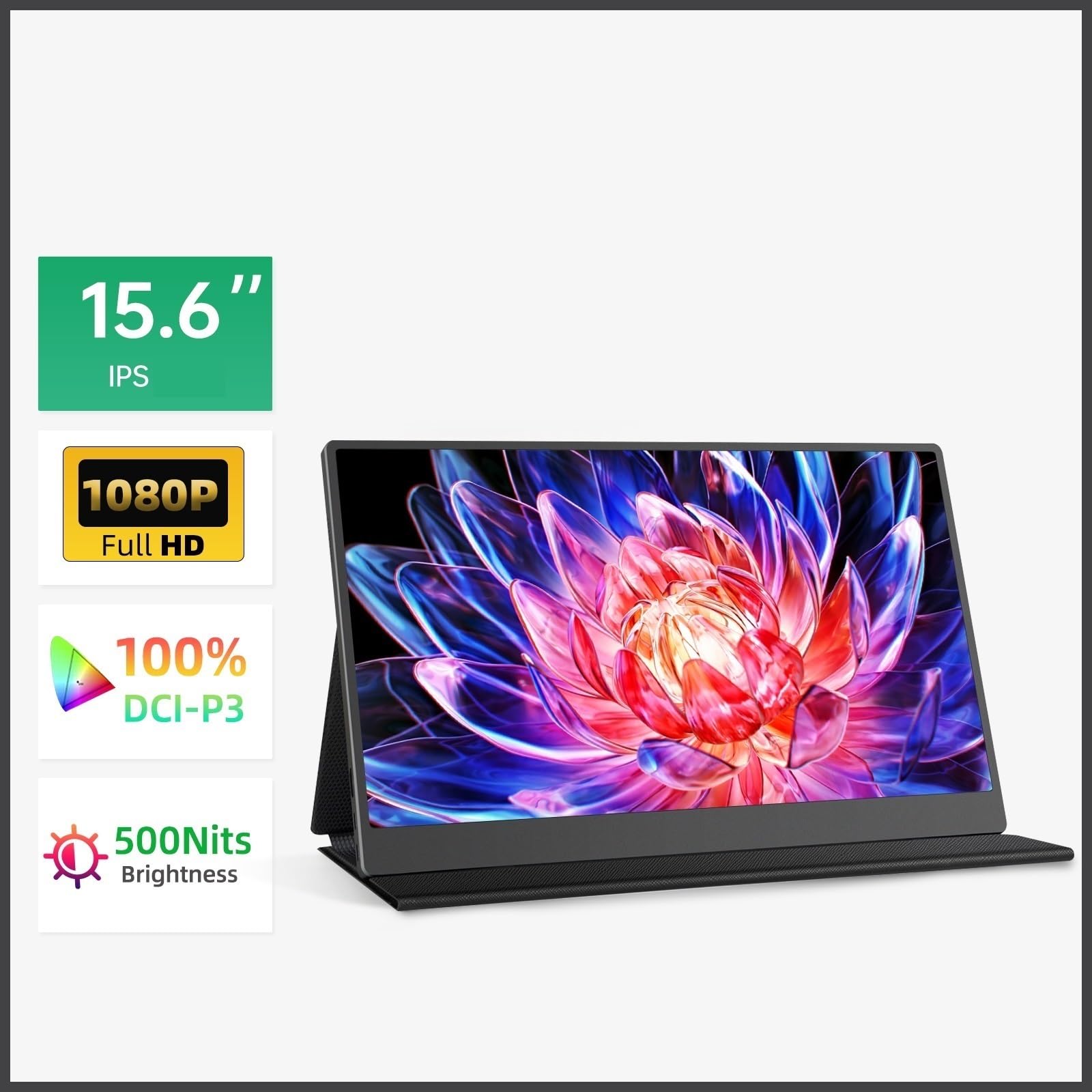 Schermo portatile IPS da 15,6 pollici 1920 * 1080 60Hz for laptop, computer, ufficio, telefono cellulare, schermo secondario esteso Monitor per Smart Working