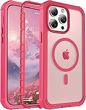 Magnetic for iPhone 14 Pro case, [Compatible with MagSafe][Military Grade Drop Protection][Heavy Duty Protection][Non-Slip][Shockproof] 2-Layer Durable Bumper Phone Case 6.1''-Rose