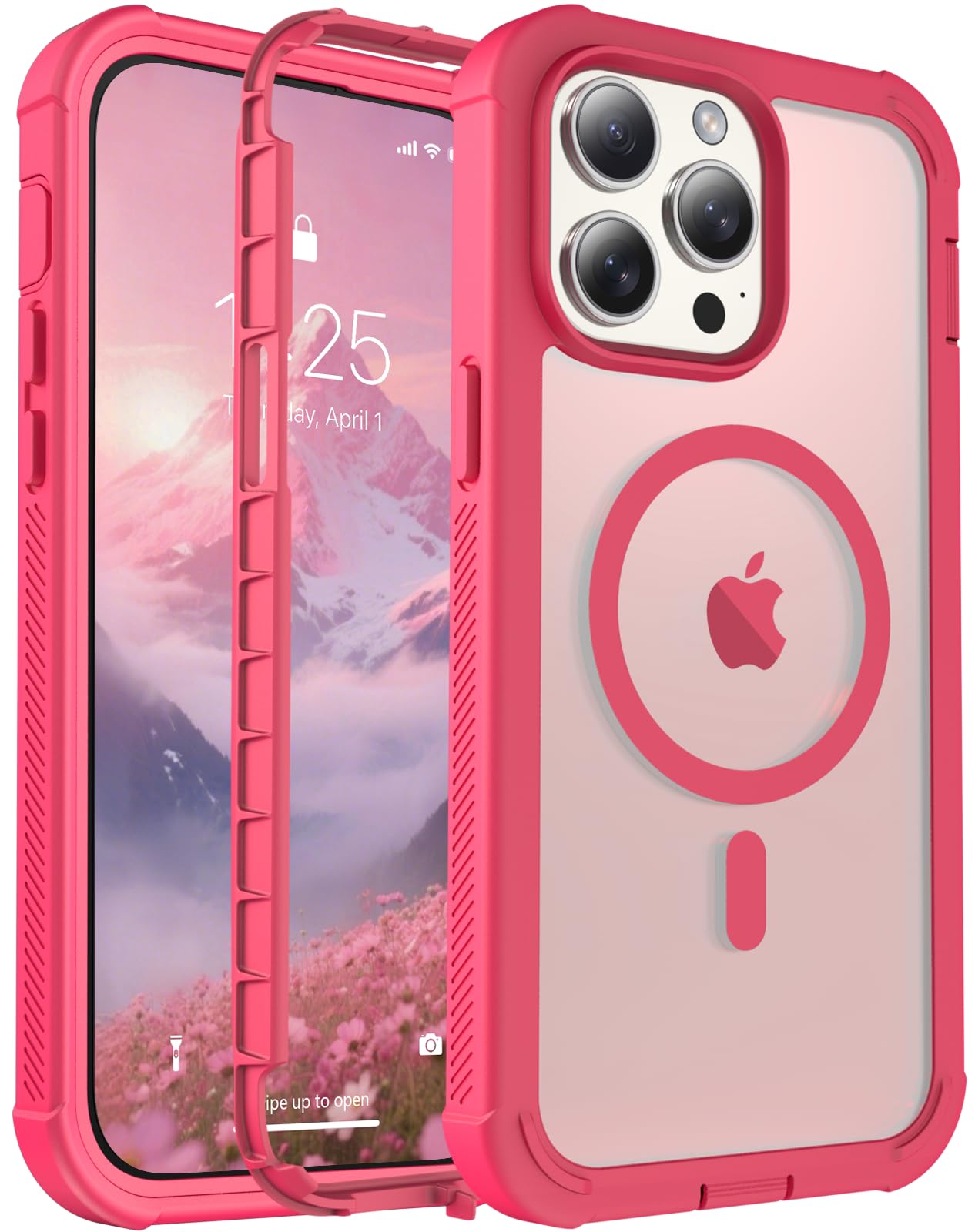 Magnetic for iPhone 14 Pro Case Heavy Duty Protection Rose