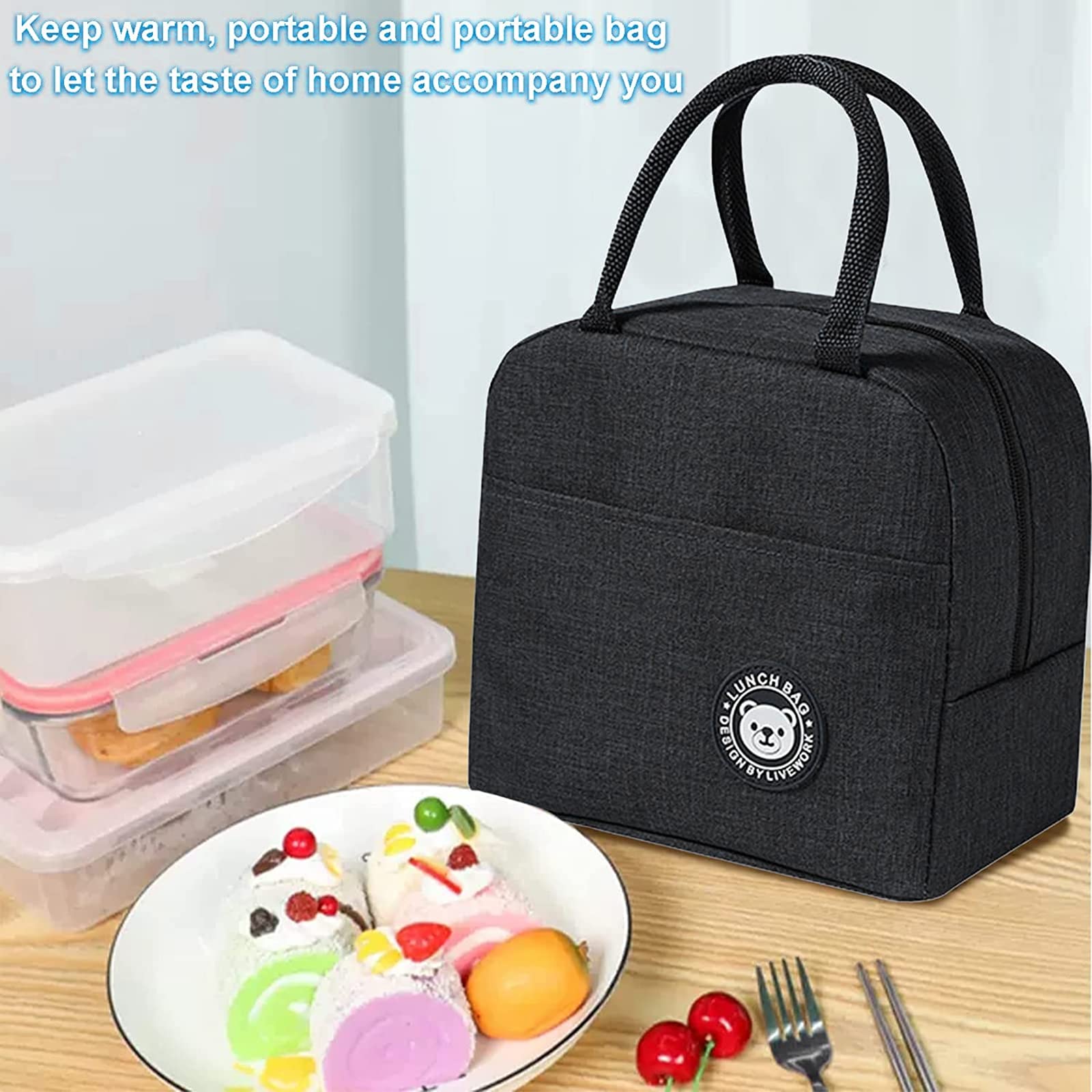 Alyxen Sac Déjeuner Portable,12 L Sac Isotherme Avce Boîte Couverts