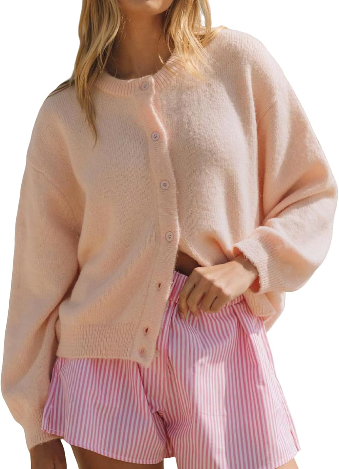 Yimoon Womens Cardigan Sweaters Button Down Chunky Knit Sweater Long Sleeve Soft Fall Winter Cropped Cardigans