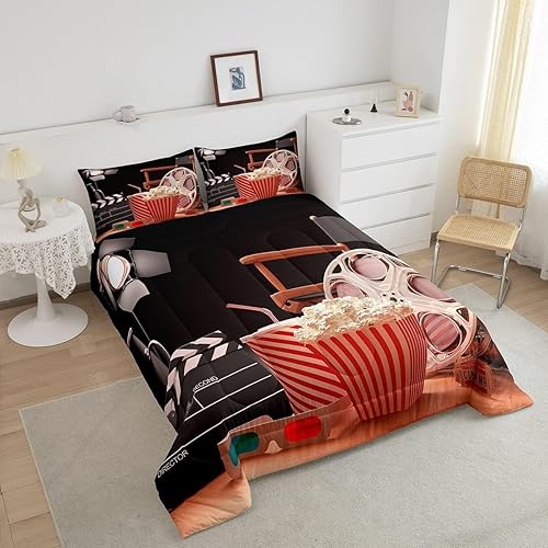 Miniatura 4 de Juego de edredón de cine con palomitas de maíz, juego de ropa de cama para niños, niñas, adolescentes, edredón de cine, decoración de moda Modena,
