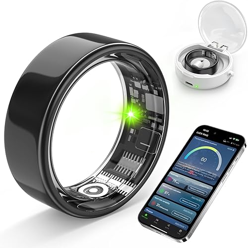 Anillo inteligente con monitoreo del sueño, conteo de pasos, frecuencia cardíaca, oxígeno en sangre para iOS y Android, sin tarifa de suscripción,