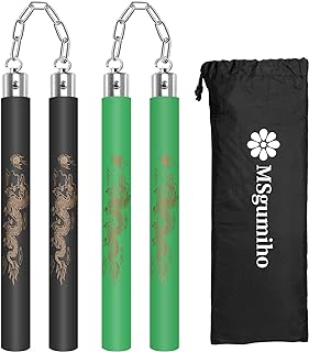 Flexible Nunchucks Safe Foam Rubber Training Nunchucks Nunchakus Match with Bearing Ball System and Steel Chain 2PCS for Kids Beginners Adults