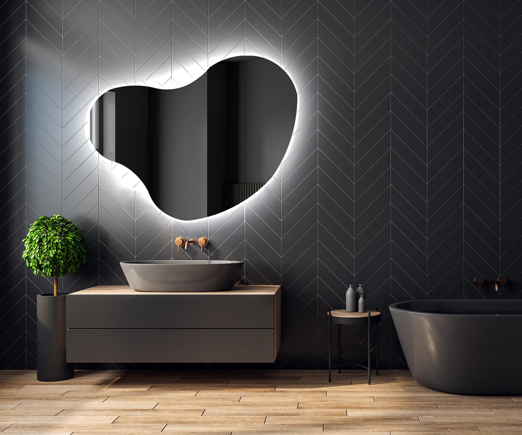 A ARTFORMA Specchio 74x54 cm NER221 x58, LED, Illuminazione | su Misura, moderno specchi con illuminazione, retroilluminato, NER221
