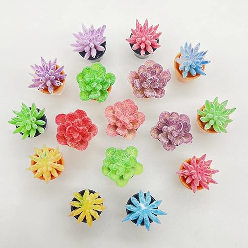 Miniatura 3 de Cayway Planta de casa de muñecas en miniatura, 16 piezas, planta artificial, modelo de bonsái, mini maceta, casa de muñecas falsas para decoración