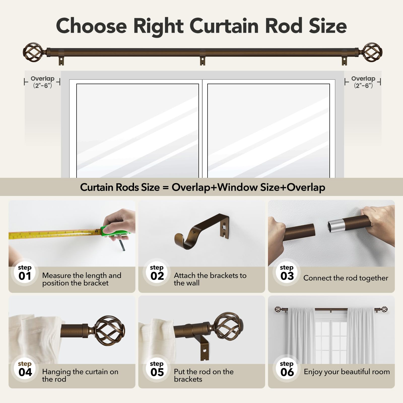 Bronze Curtain Rods - Elegant & Durable -7