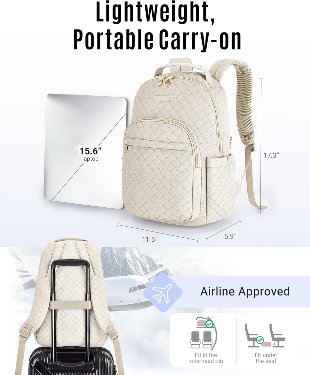 LIGHT FLIGHT Women Backpack for Work Laptop Backpack Women Travel Backpack Laptop Bag 15.6'' Laptop backpack