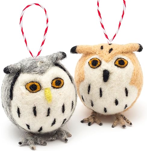 GLACIART ONE Juego de 3 casas de jengibre de fieltro de lana, para decoración de árbol de Navidad, guirnalda colgante de Navidad, móviles de