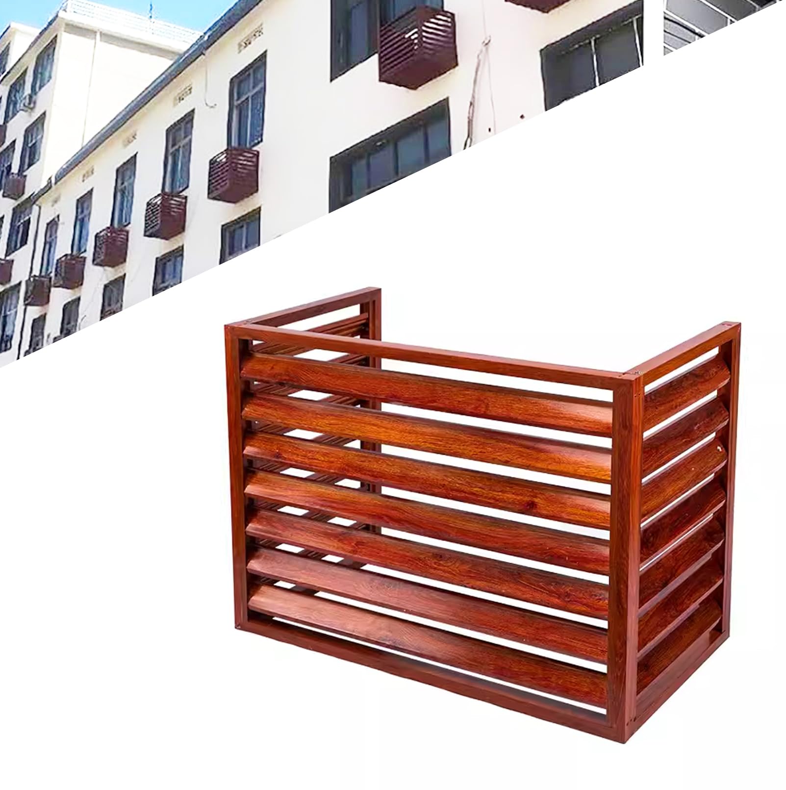 QYMYOZ Outdoor Air Conditioner Cover for Heat Pump - Decorative Privacy Fence Screen, Noise Reduction Sound Barrier with 45° Inclined Grille for Enhanced Aesthetics and Protecti