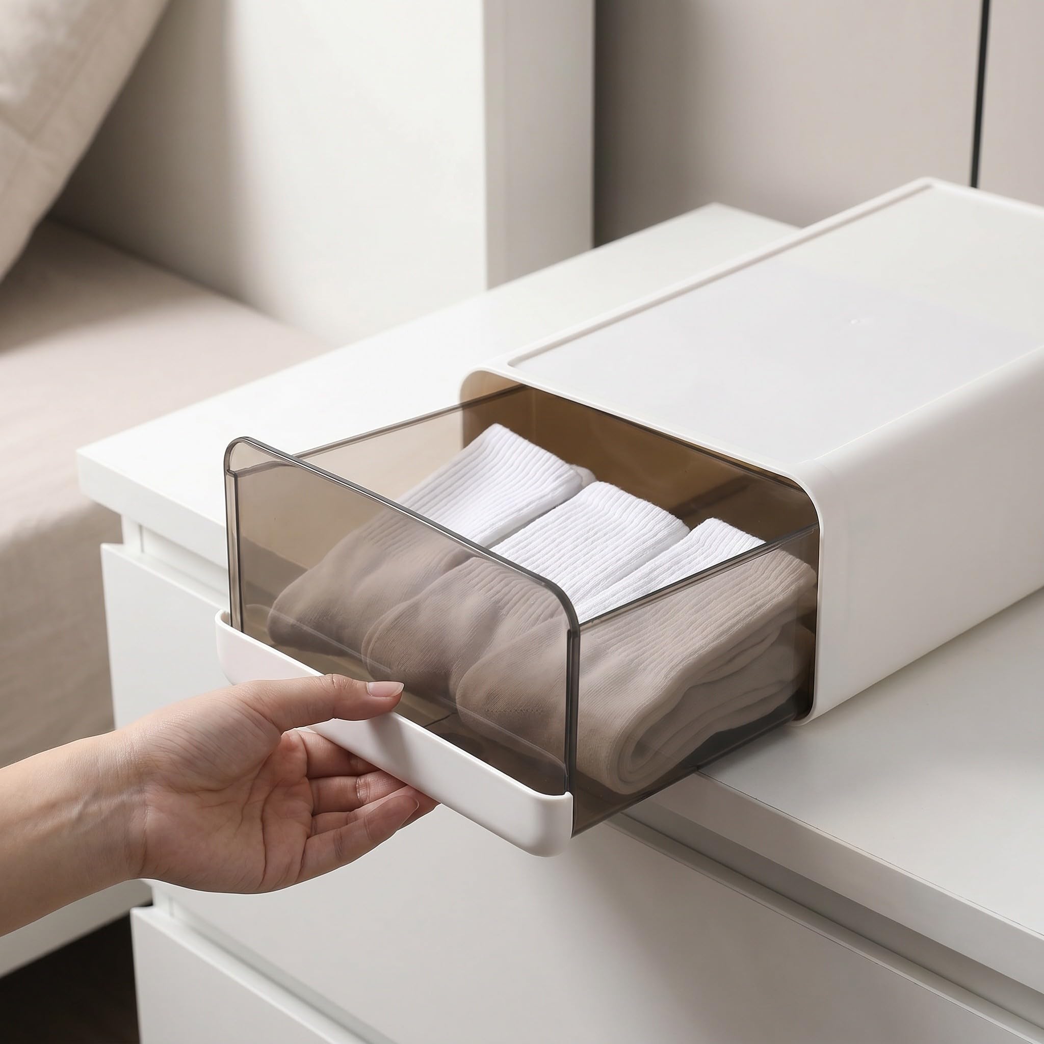 Alasum Organizador de Cajones para Ropa Interior y Pantis de Plástico Blanco Diseño Grueso y Bordes Redondeados para Maximizar Espacio en Vestidor