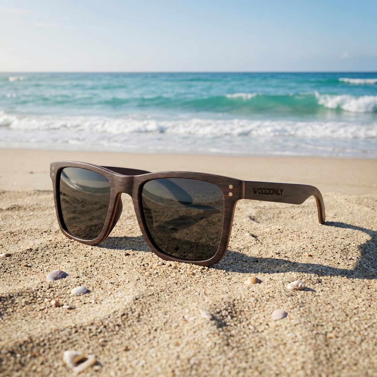 Occhiali da Sole Polarizzati Retrò in Legno - Occhiali da Sole alla Moda con Custodia in Bambù per Uomo e Donna Regali Perfetti