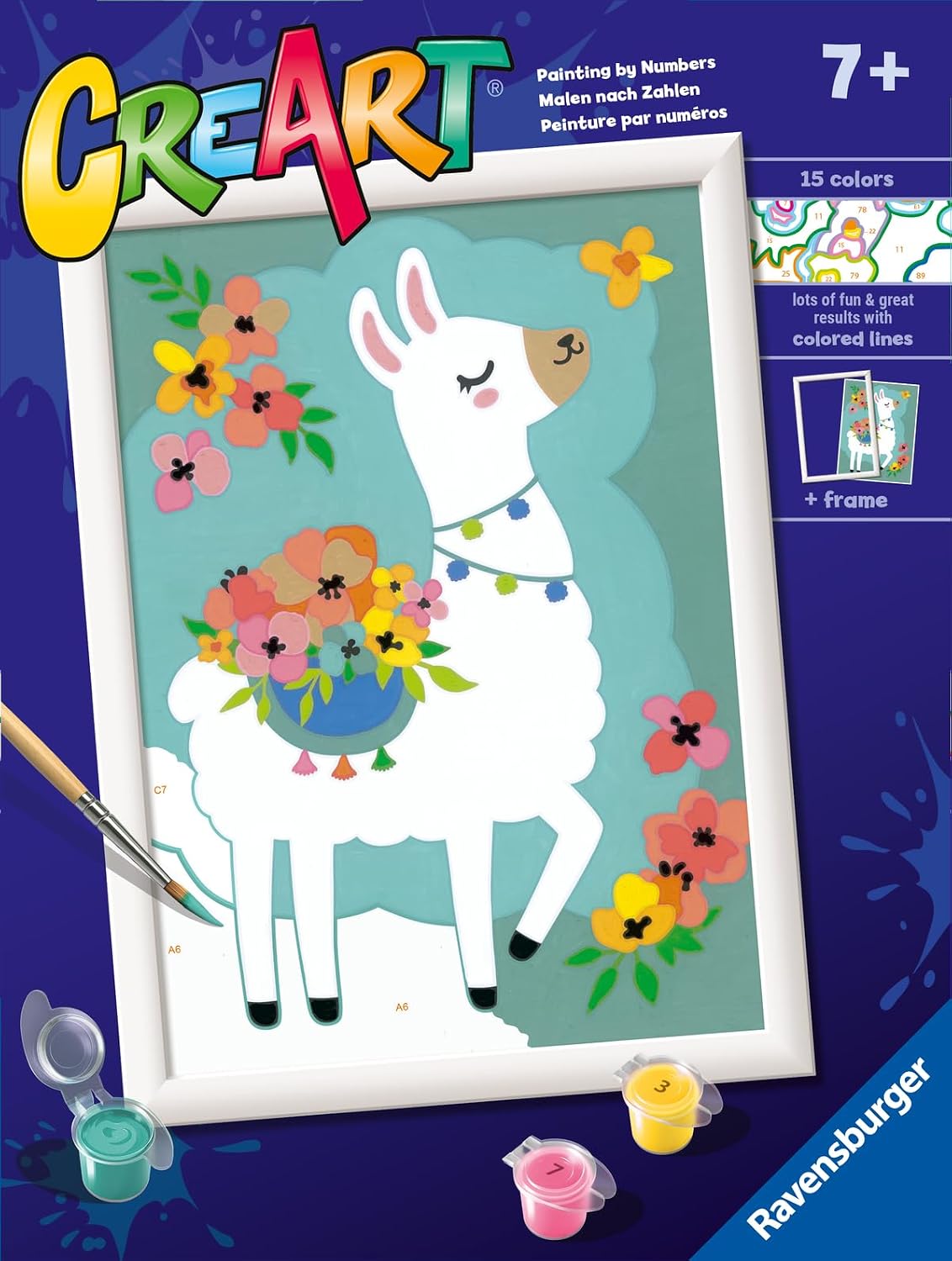 Ravensburger CreArt No Probllama Paint by Numbers Kit for Kids - 20266 - Painting Arts and Crafts for Ages 7 and Up