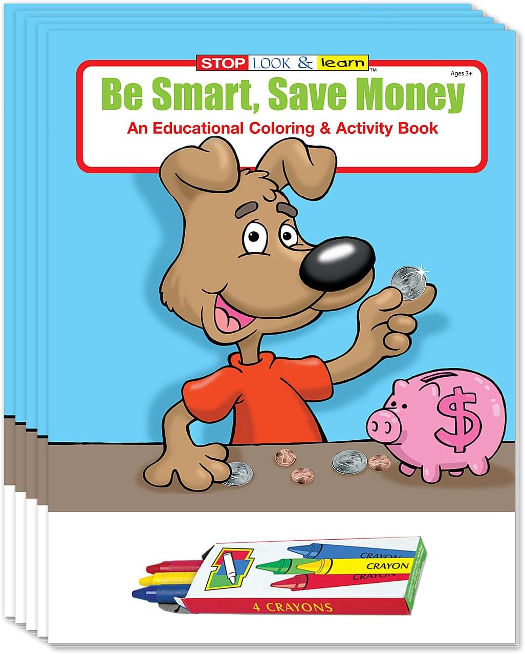 ZOCO – Be Smart with Your Savings – Coloring & Activity Books (25 Bulk Pack, with Crayons) – Teach Kids About Money – Credit Union, Bank Supplies – Gifts for Kids
