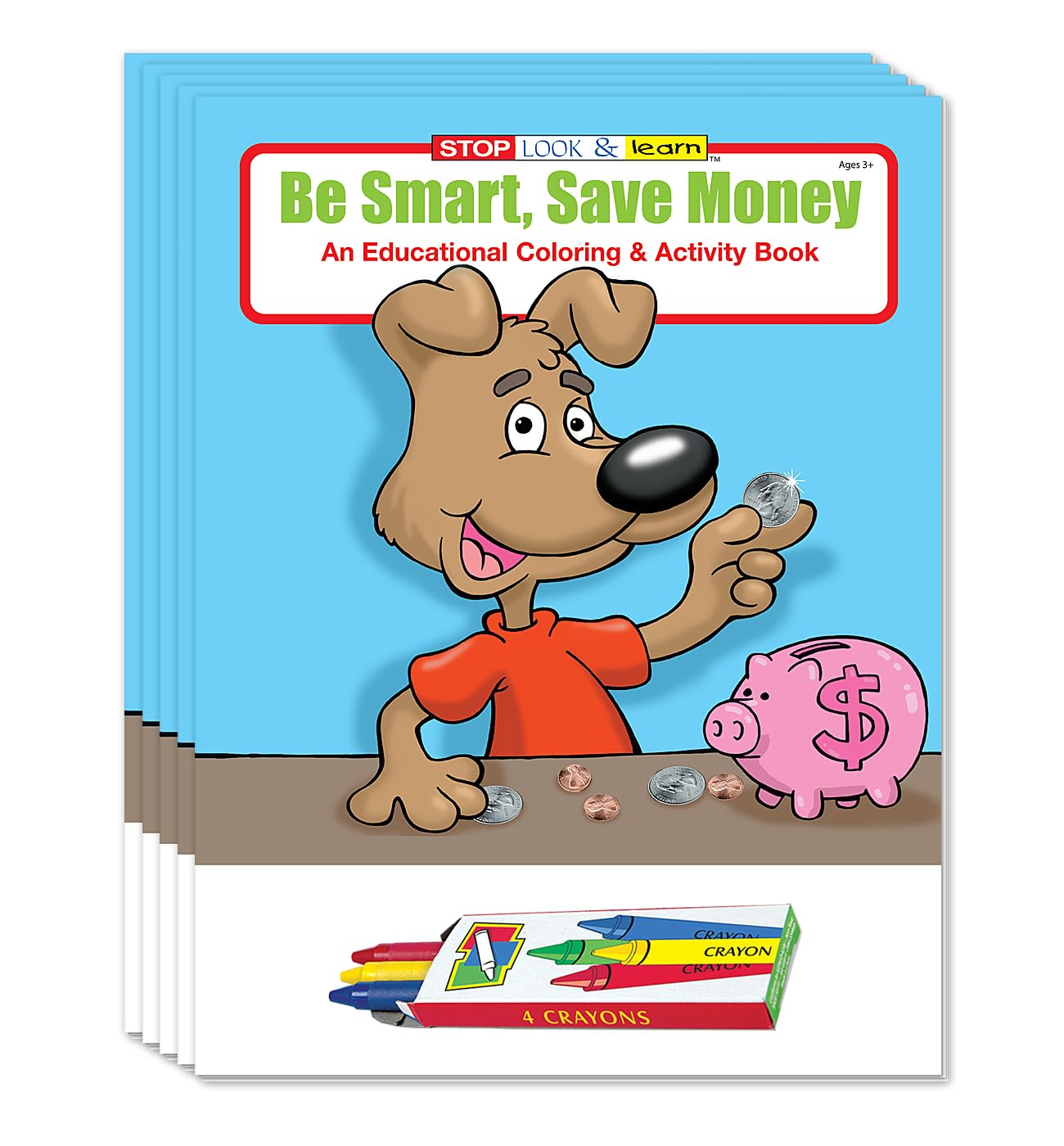 ZOCO – Be Smart with Your Savings – Coloring & Activity Books (25 Bulk Pack, with Crayons) – Teach Kids About Money – Credit Union, Bank Supplies –