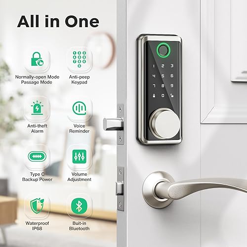 Miniatura 3 de Sophia Cerradura de puerta de entrada sin llave, cerraduras automáticas inteligentes para puerta delantera, llaveros y control remoto, cerrojo