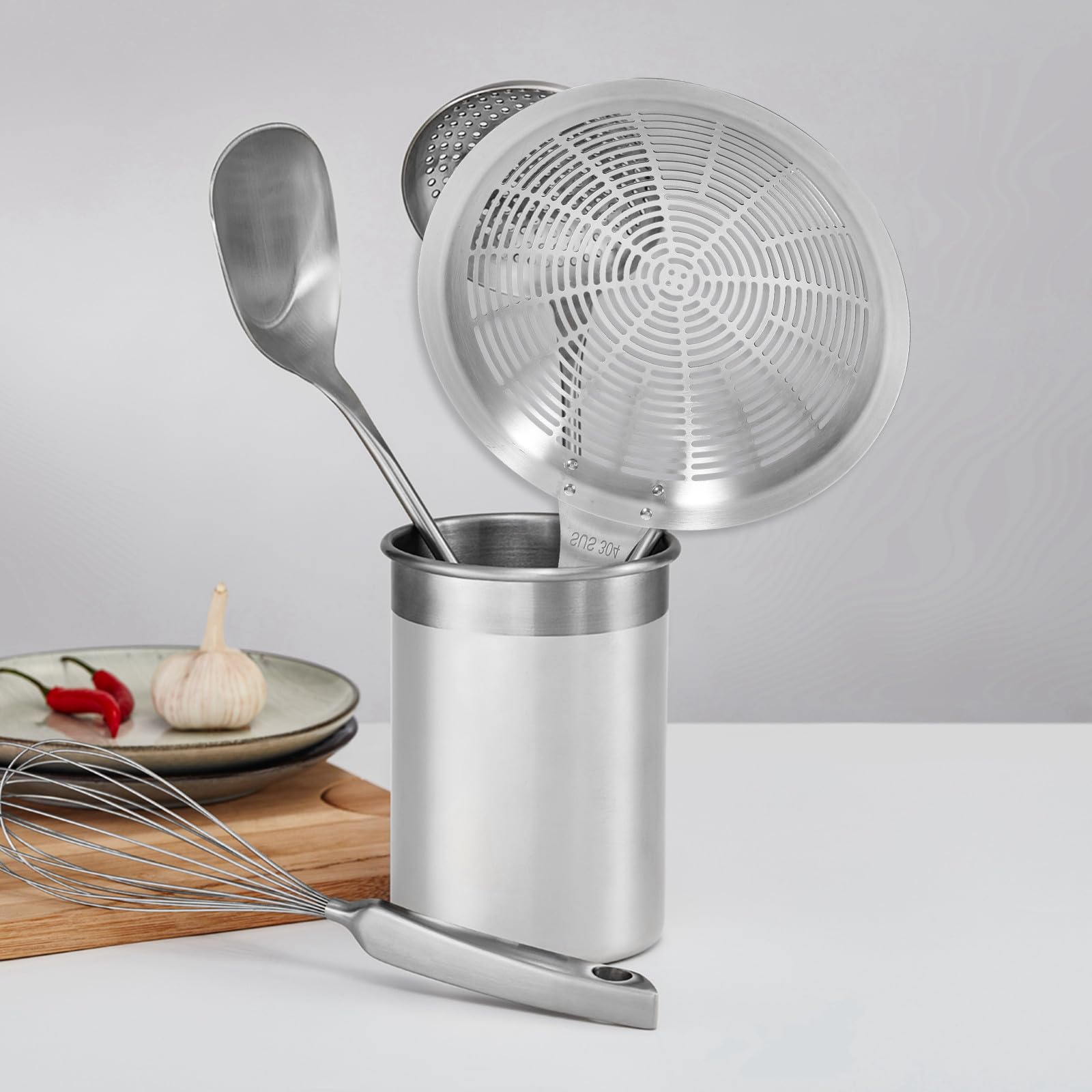 Edelstahl Sieblöffel Großes Küchenutensil mit Langem Griff für Pasta