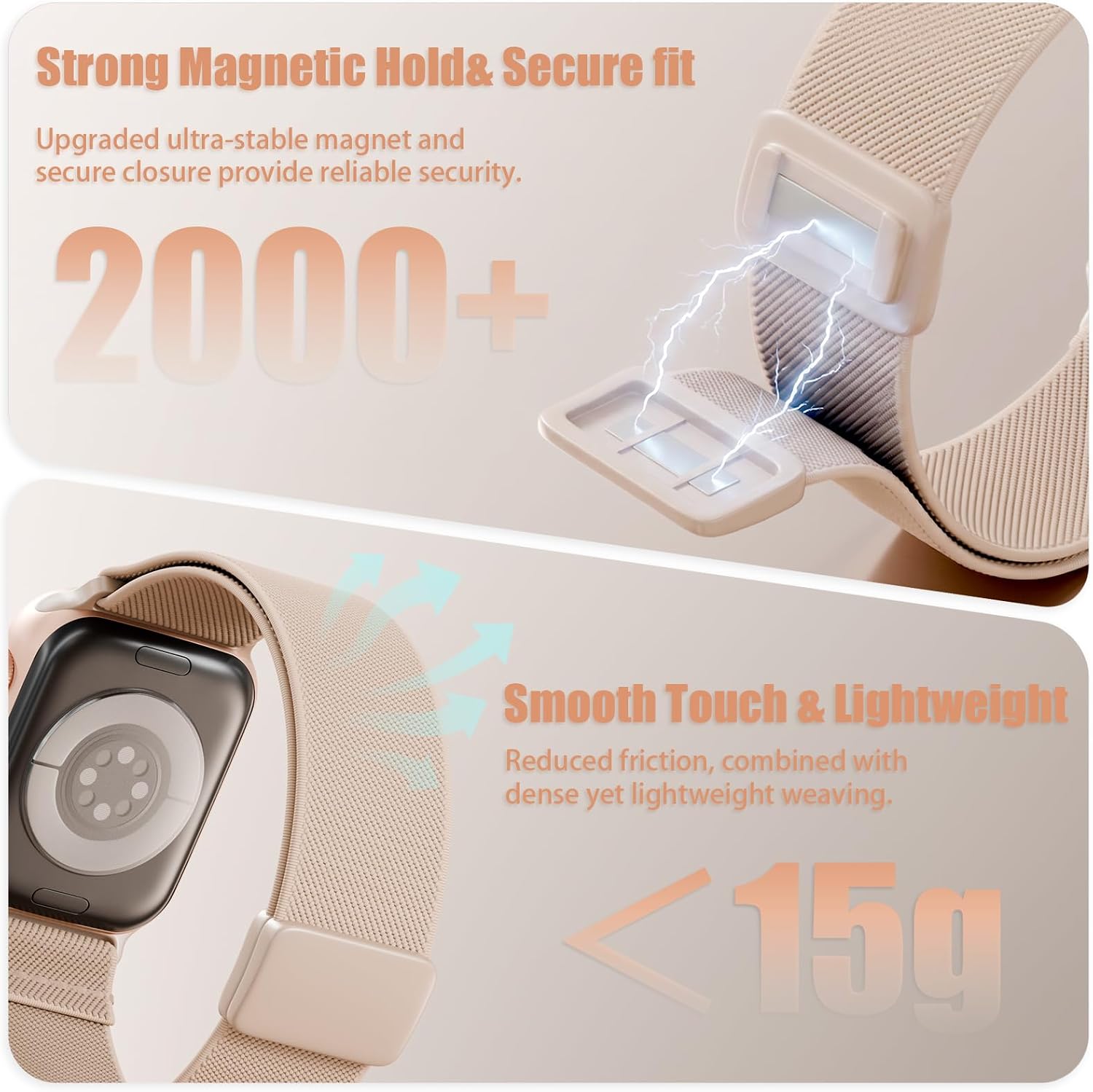 Magnetic Stretchy Nylon Loop Sport Strap for Apple Watch Bands Women Men | Elastic Fabric Band Compatible with iWatch Series 11 10 9 8 SE 7 6 5 Ultra 3/2/1 for 38mm 40mm 41mm 42mm 44mm 45mm 46mm 49mm,