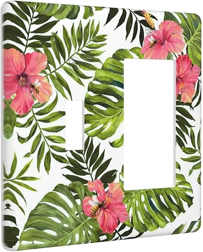 Miniatura 130 de Cubierta de Interruptor de Luz de 1 Gang con Escena de Flores de Grecia Mediterránea, Dispositivo Individual Basculante/GFCI, Placa Decorativa