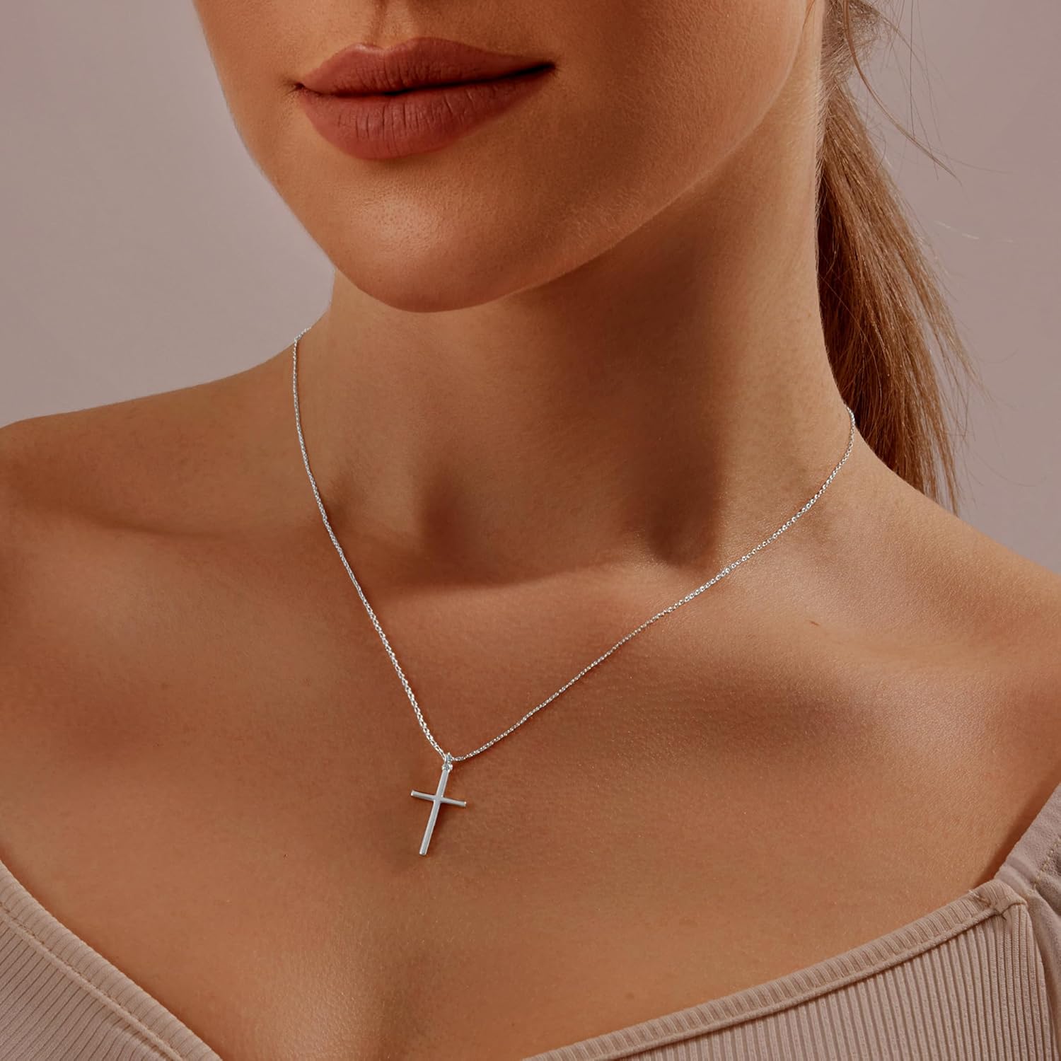 HAXIYA Cross Necklace for Women 14K Gold Plated/Sterling Silver Cross Necklace Dainty Tiny Layered Choker Cross Pendant Necklaces Faith Jewelry First Communion Gifts for Her ﻿ - Image 8