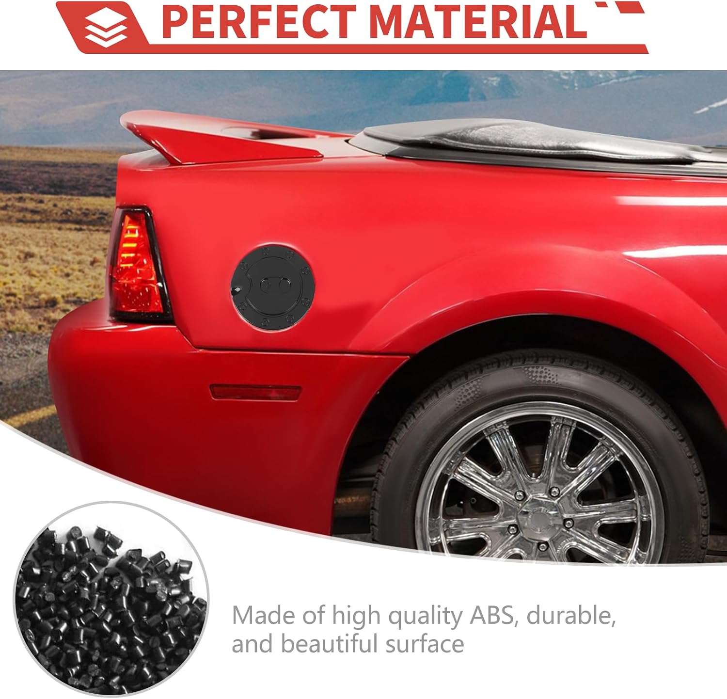 Fuel Tank Fuel Lid Cover fit for Ford Mustang 1998-2004 Fuel Door Overlay Gas Cap Exterior Decoration,Black
