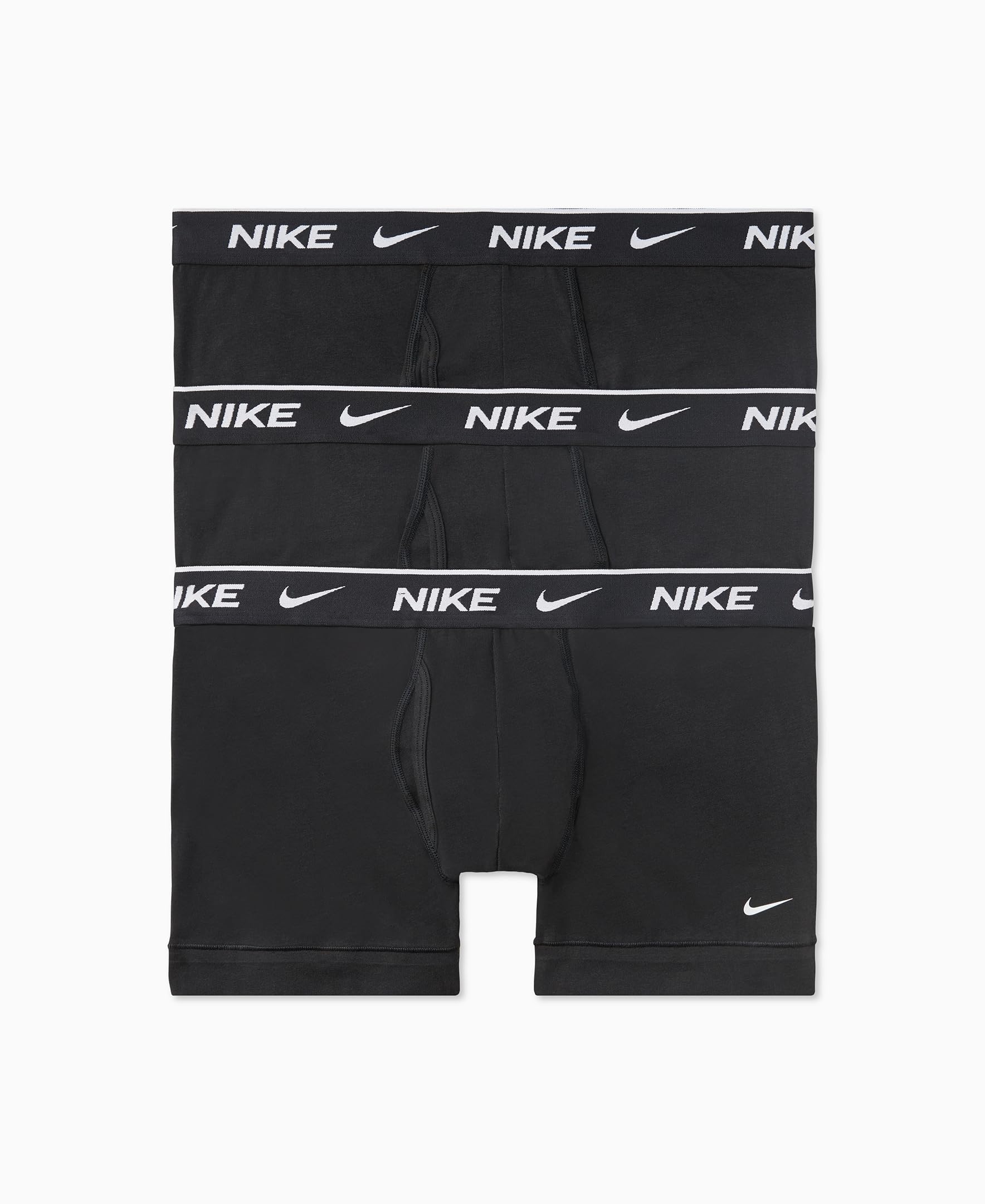 Nike Men's Black / Black/ Black Essential Cotton Stretch W/Fly Trunk Underwear (3-Pack),/Black/Black, S
