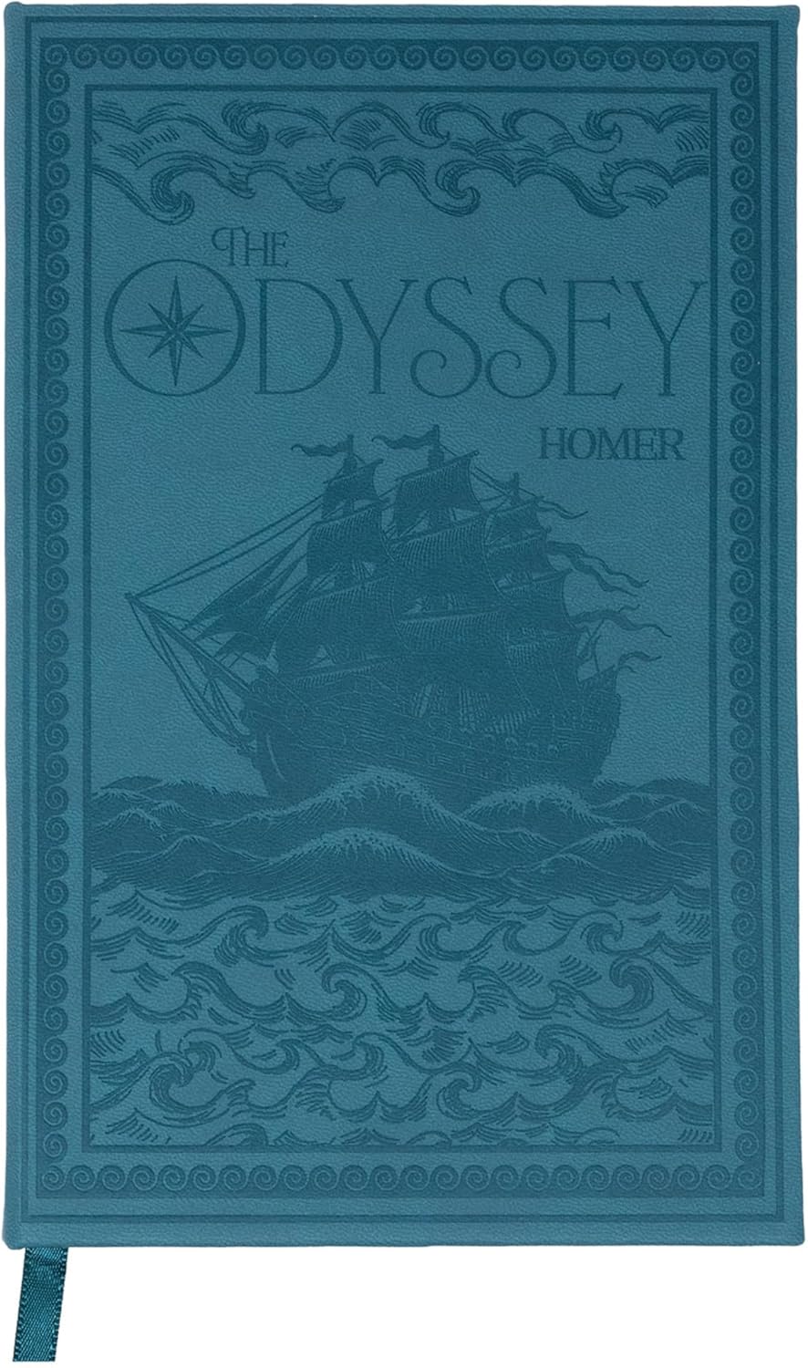 Steel Mill & Co Classic Literature Journal, 8.25" x 5.25", Vegan Leather Notebook with Embossed Cover, Ribbon Bookmark, and Lined Pages, The Odyssey
