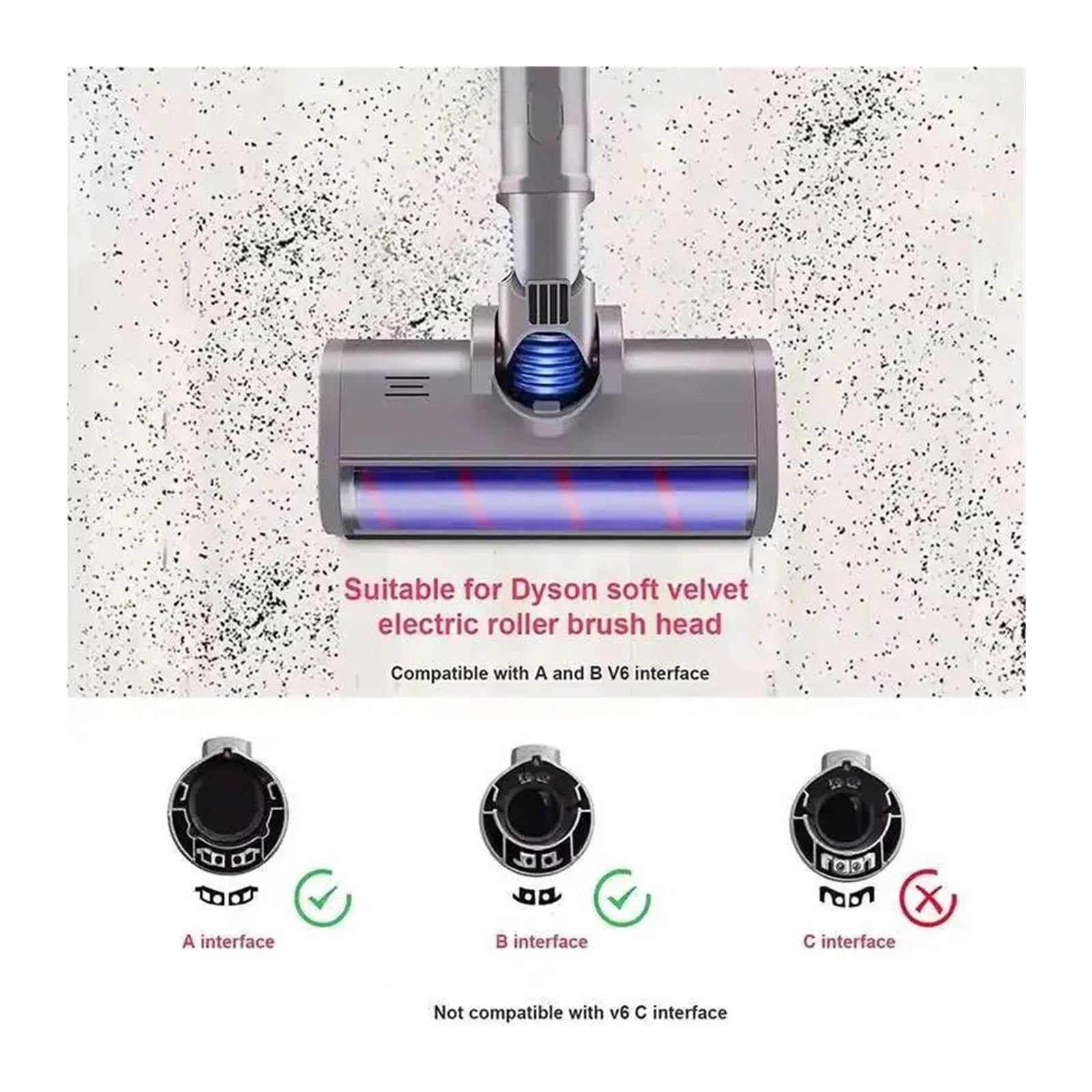 Cabezal de Rodillo barredor Suave, Compatible con Dyson, V6 DC45 DC58 | Repuesto de cepillo de suelo para DC61 DC62 DC74