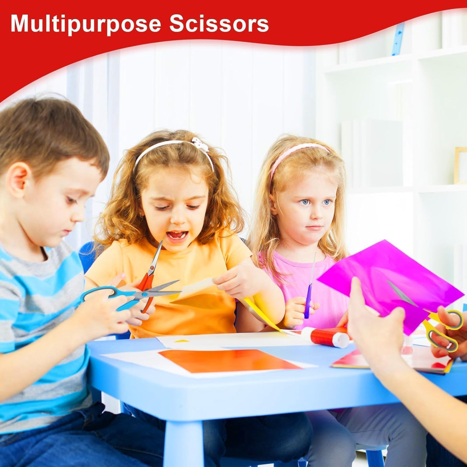 Hnncugty - Tijeras multiusos de 8 pulgadas, juego de 18 unidades, tijeras afiladas para suministros escolares de oficina, estudiantes, profesores, aula, escritorio, hogar, manualidades, tela de