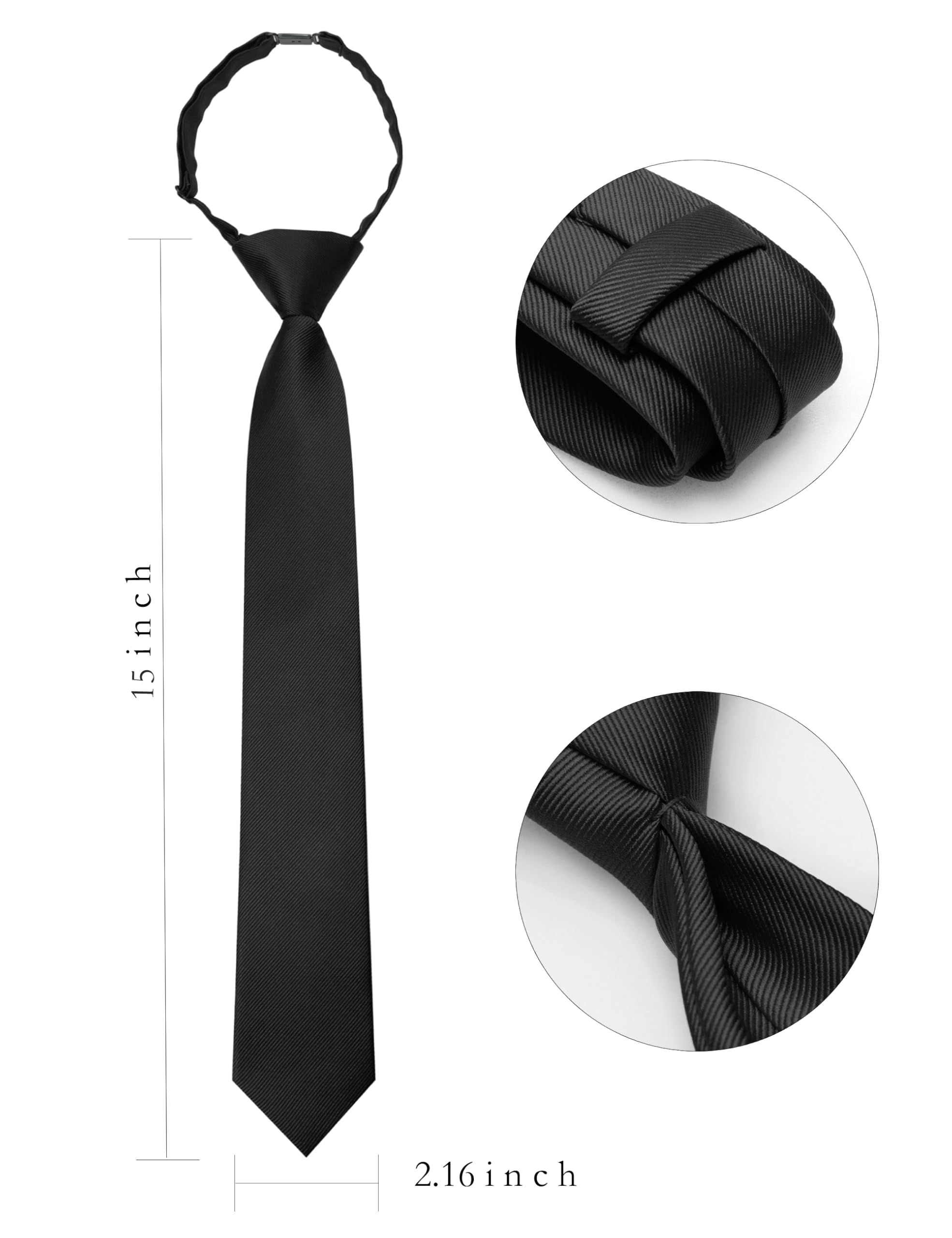 JEMYGINS Black Boys Tie Pre-tied Adjustable Kids Necktie for Age 8-12 Wedding School Graduation(28)