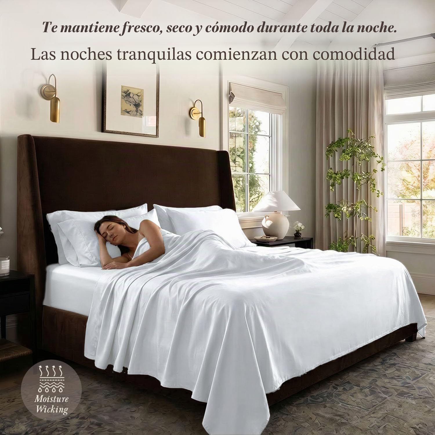Threadmill Home Linen - Juego de Ropa de Cama en satén de 400 Hilos, 100% algodón, Juego de Ropa de Cama de 4 Piezas, sábanas Lisas, Tejido en satén, tamaño Grande, Color Blanco
