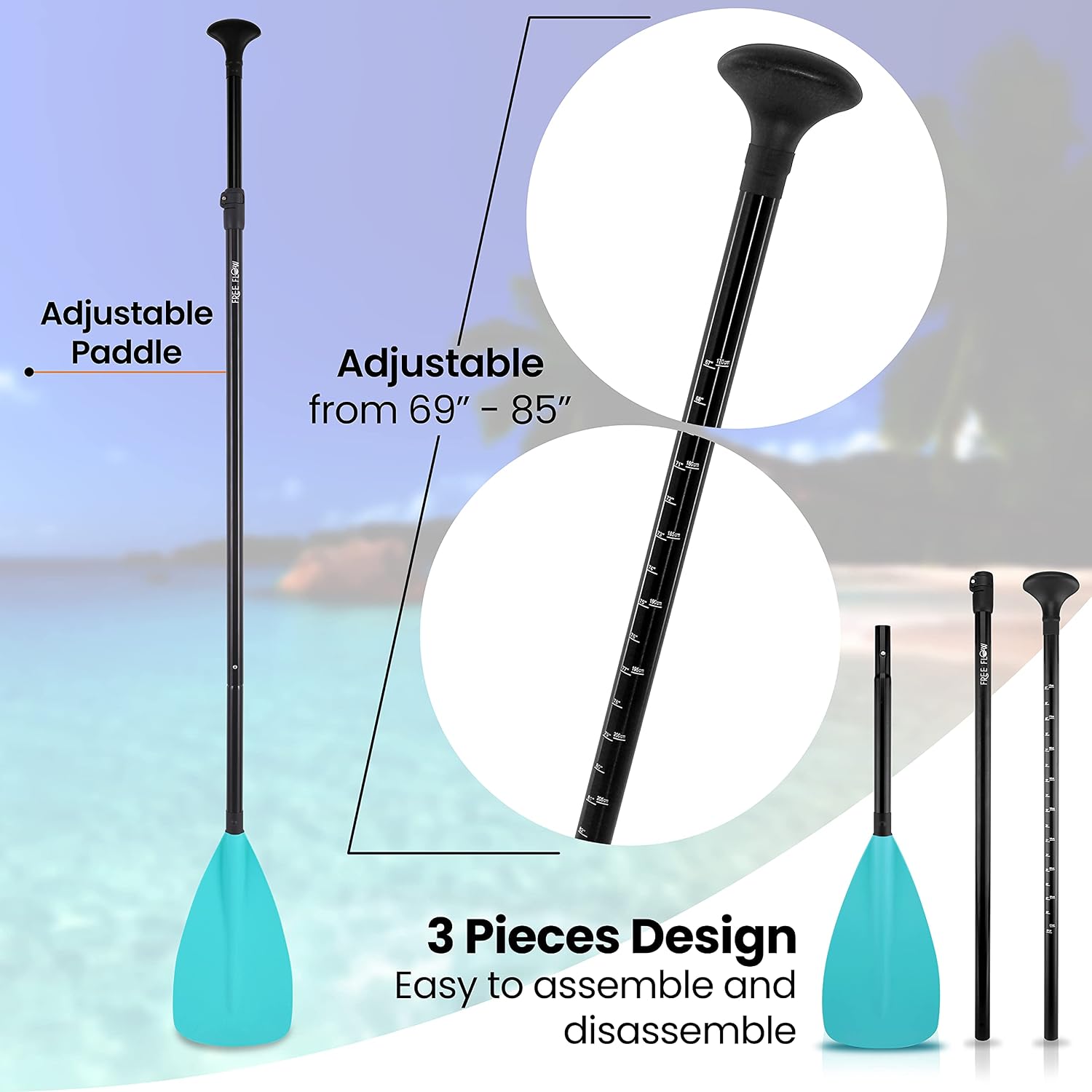 SereneLife Stand Up Paddle-Board Adjustable Paddle - Adjustable Water Paddle Oar for SLSUPB105 Free-Flow Inflatable SUP Stand Up Water Paddle-Board -