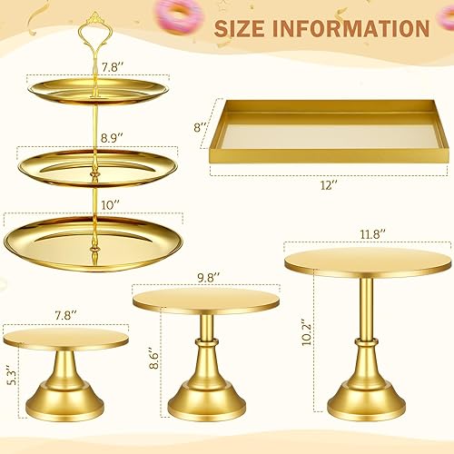 Miniatura 8 de Tioncy Juego de 7 soportes de metal para tartas, soporte para cupcakes, mesa de postre, plato de exhibición de cupcakes, platos de servir, mesa de