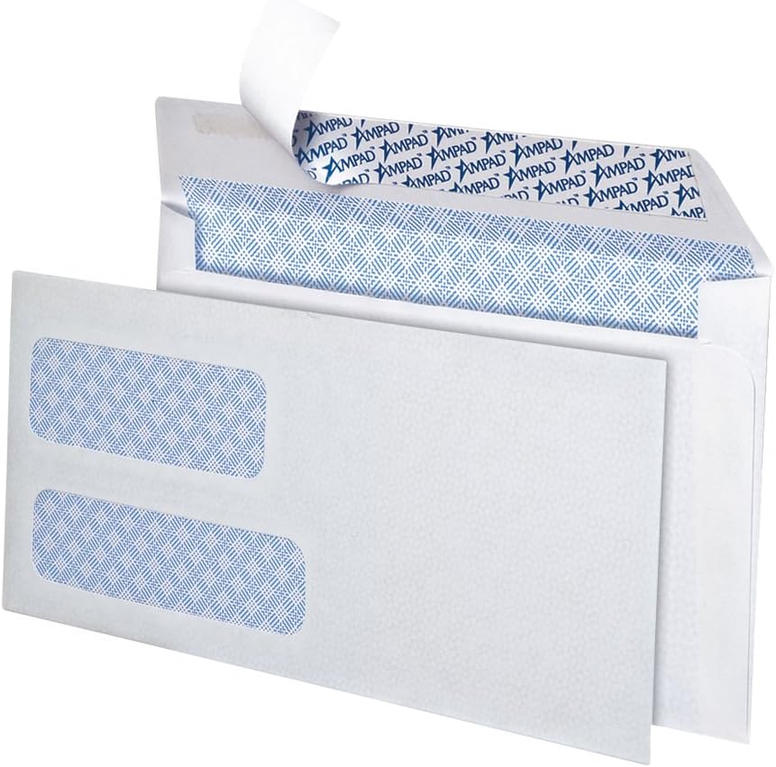 Ampad 9 Double Window Security Envelopes, White, 150 Count (74031W