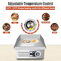 Vista 4 de Plancha eléctrica comercial de 14 pulgadas, plancha eléctrica de encimera plana, parrilla eléctrica superior plana de 110 V 1500 W, parrilla