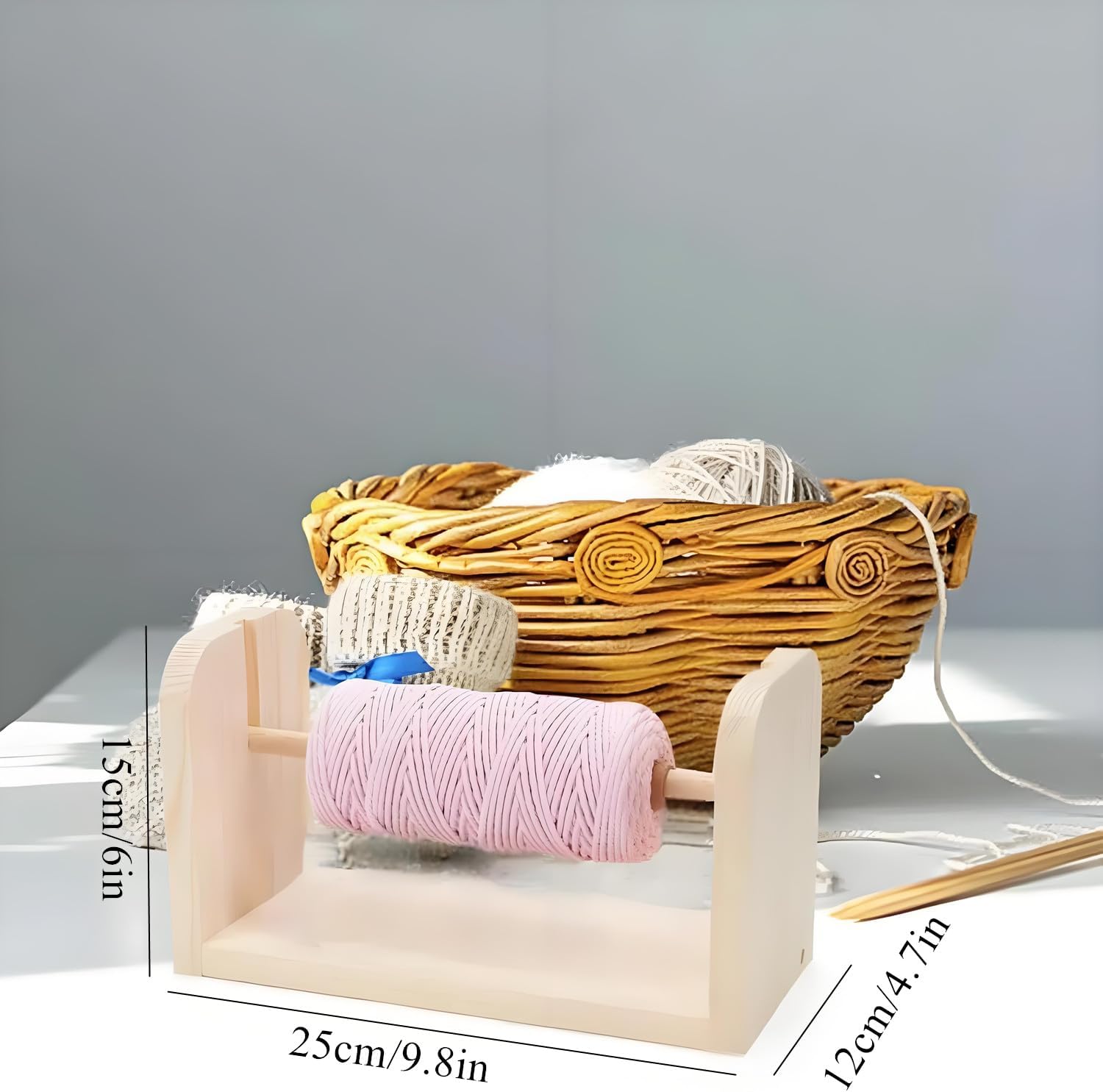 QRZLP Spools Thread Rack, Wooden Ribbon Storage Rack Sewing Yarn Roll Holder Mesh Crochet Thread Rack for Embroidery Quilting and Sewing Threads. (C)