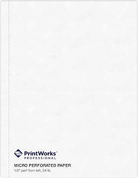 PrintWorks Professional 1/2" Vertical Perforated Paper 8.5" x 11" - Perfect For Booklets & Catalogs - Made in the USA - 500 Sheets - 24 lb - Printer Compatible - White 04112