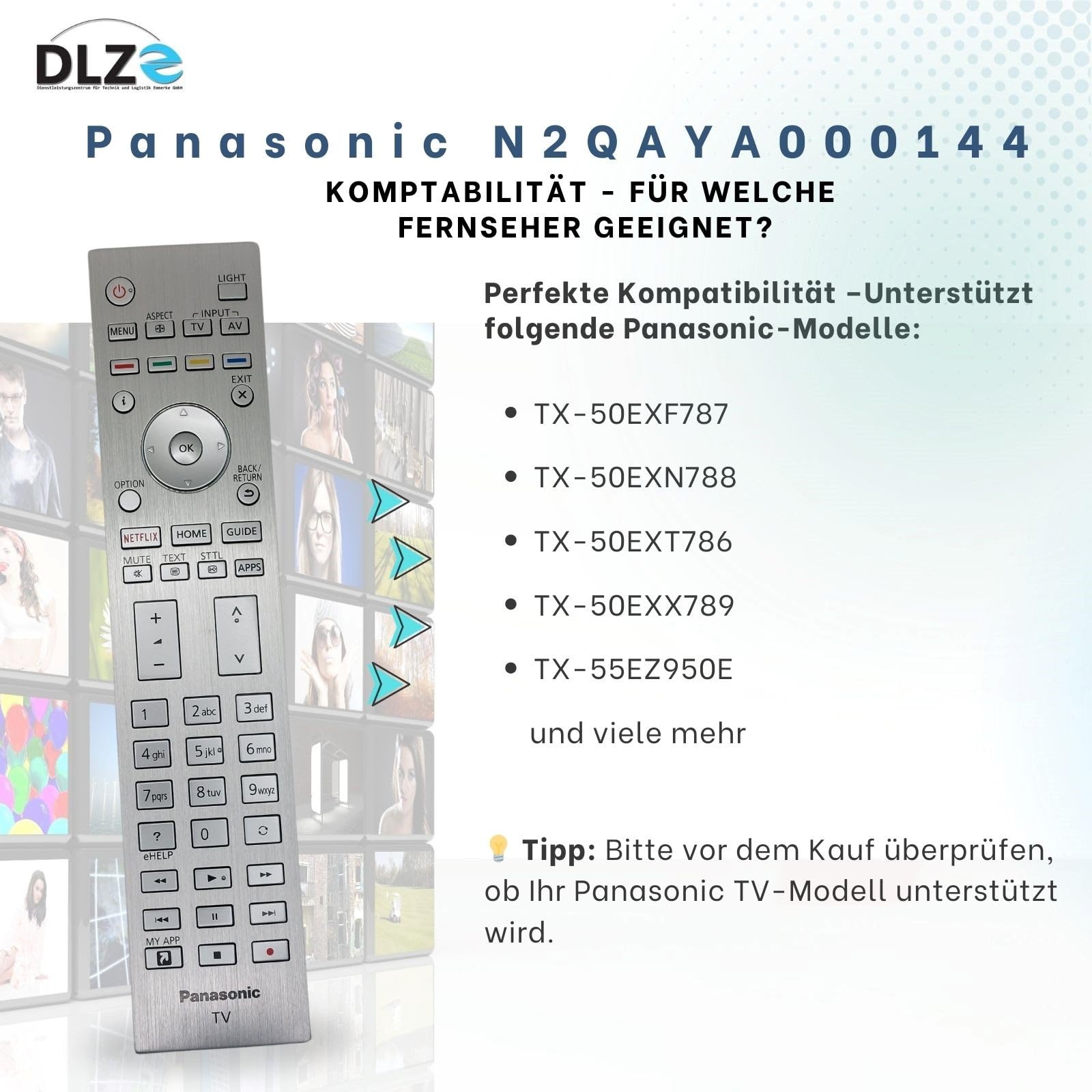 Panasonic N2QAYA000144 – Original-Fernbedienung für Panasonic Smart TVs – Modell, sofort einsatzbereit, kein Setup nötig