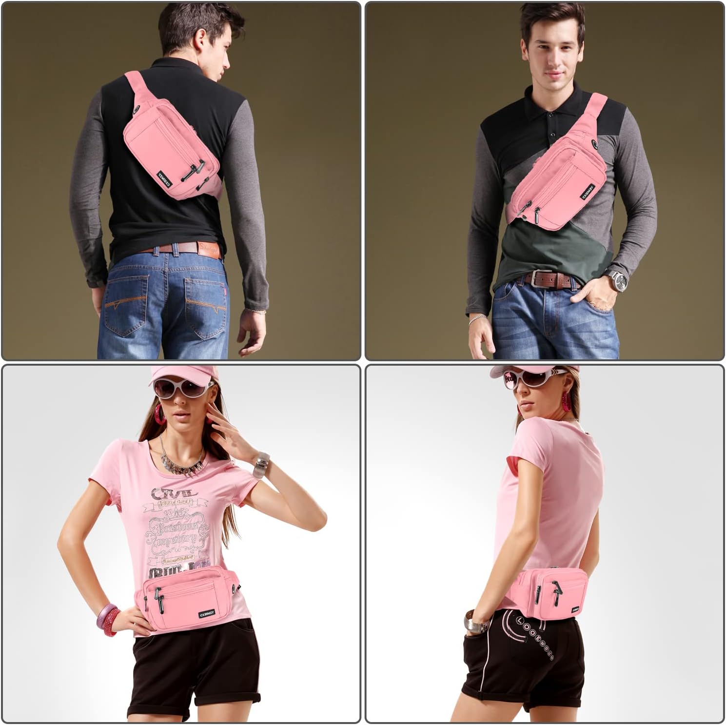 CXWMZY Fanny Packs For Women & Men Waist Pack Hip Bum Bag with Multi-Pockets Large Capacity Waterproof Casual Bum Bag for Disney Traveling Casual Cycling Running Hiking (Pink) - Image 7