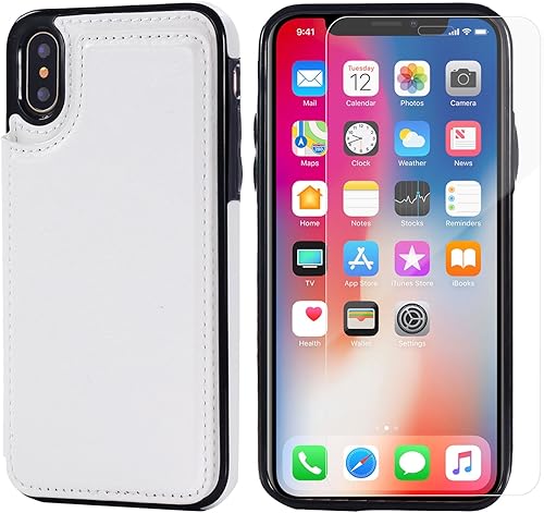 Miniatura 2 de JOYAKI Funda tipo cartera compatible con iPhone XXS, funda protectora delgada con tarjetero y ranuras para tarjetas de piel sintética de alta