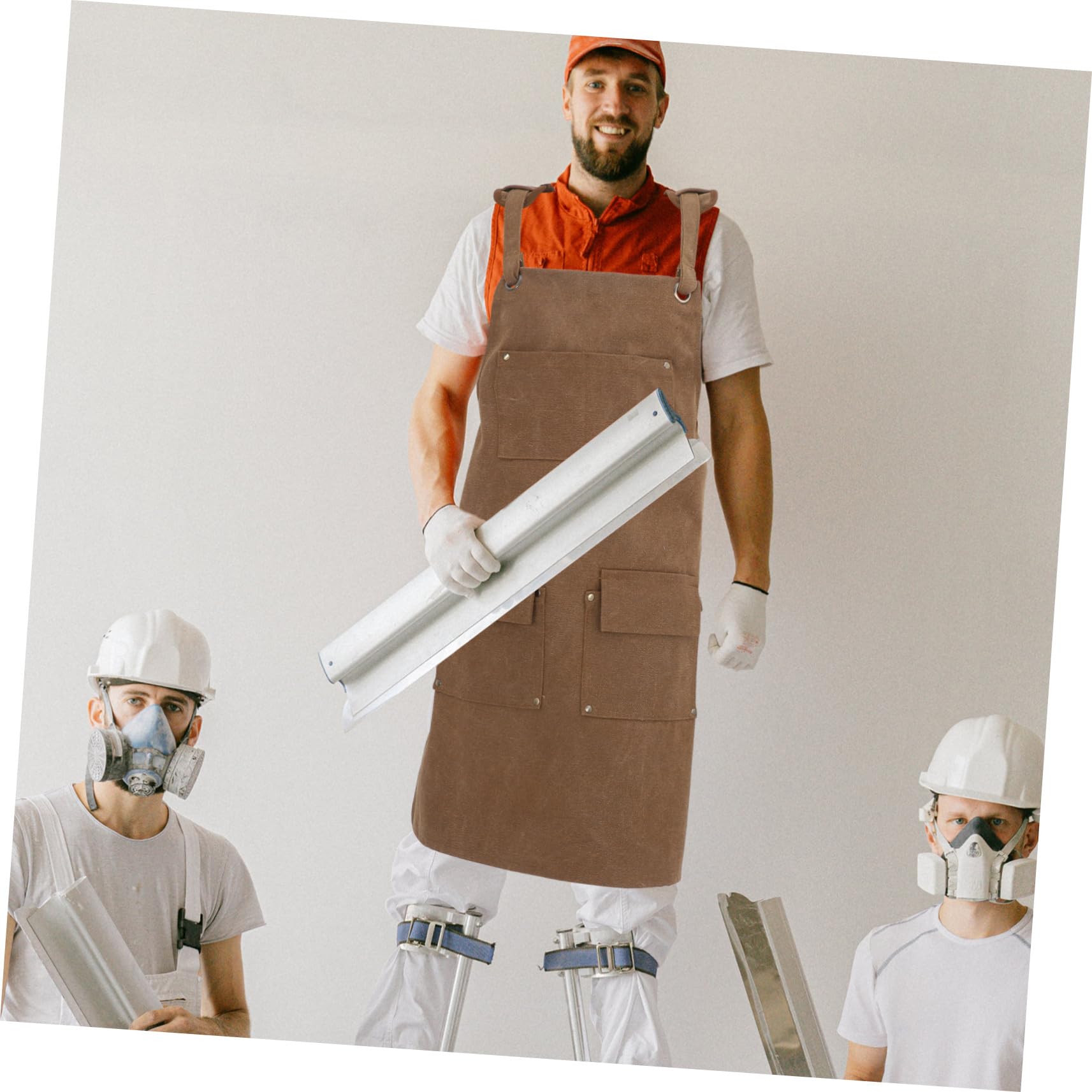 Hohopeti Delantal Para Adultos Mono De Trabajo Peto Trabajo Delantal De Chef Para Mujer Con Bolsillos Light Brown