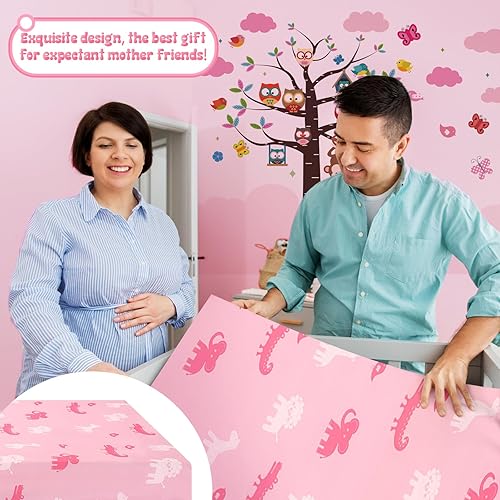 Miniatura 2 de Sunnyray Juego de ropa de cama de 6 piezas de animales de safari para niñas, tamaño estándar, juego de ropa de cama de bebé con edredón de bebé,