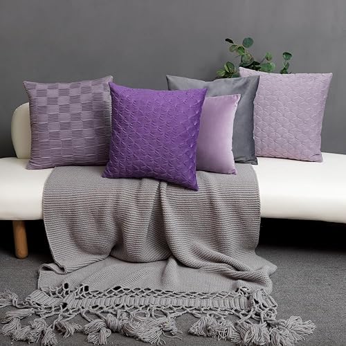 Miniatura 10 de JWH Funda de almohada de terciopelo decorativa a cuadros geométricos, funda de almohada suave hecha a mano para automóvil, cama, dormitorio, sofá,