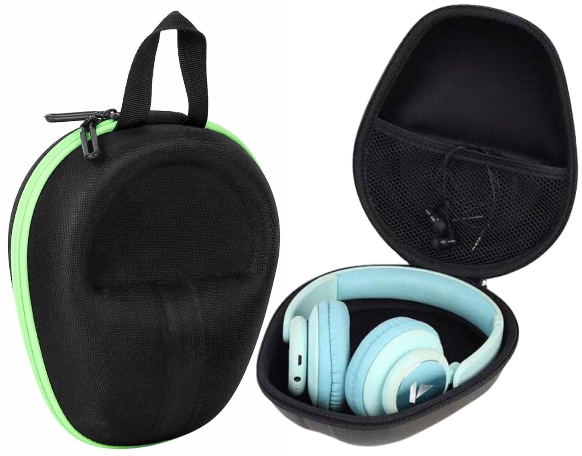 GadgetBite Headphone Carrying Case Earpads Storage Bag Headphone Pouch Portable Anti-Pressure Compatible with Boat 550/Sony WH C510/Flix X1/Sony CH710n/Hyperx Cloud Cases (Black Green)-image-43