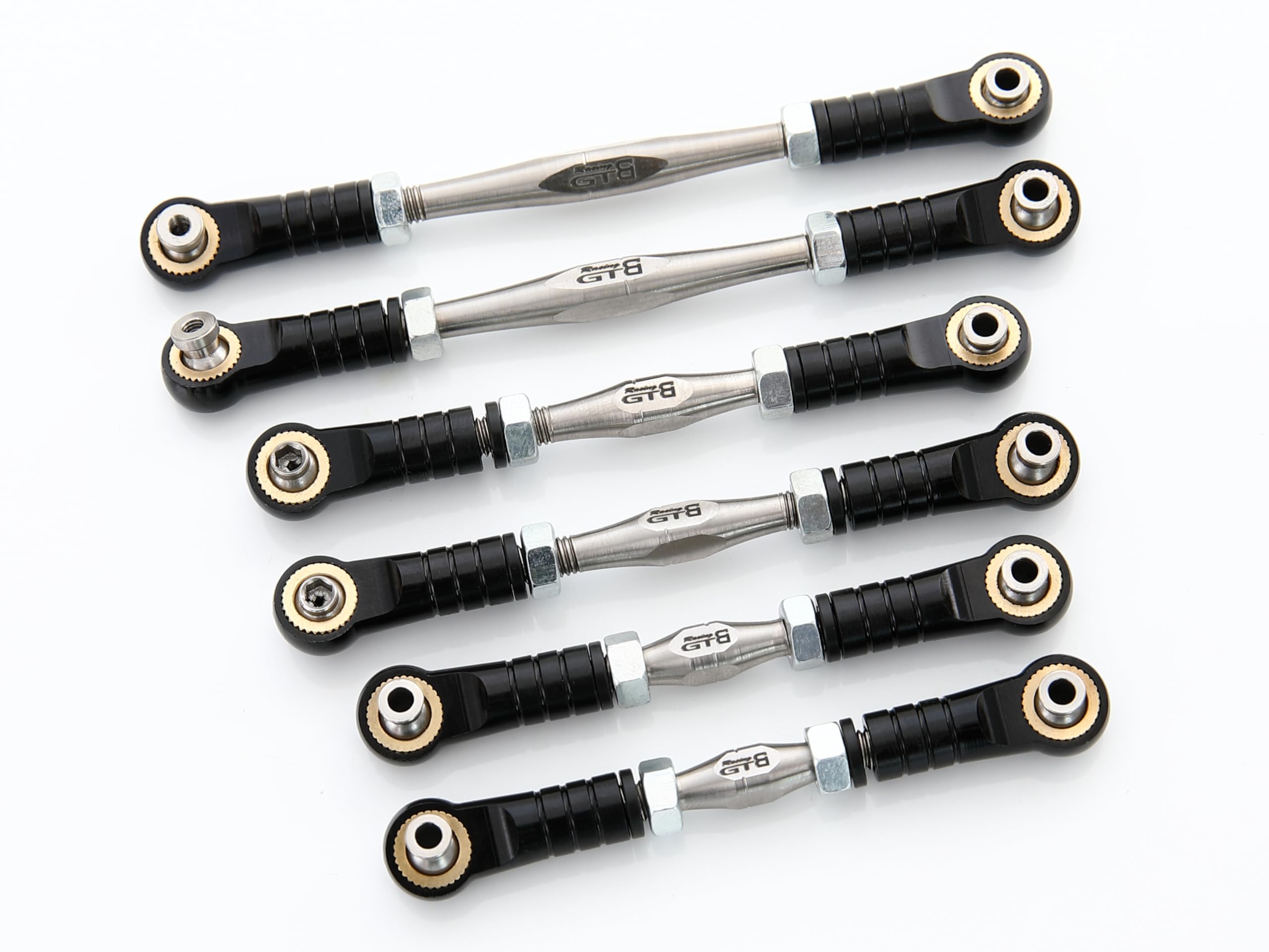 GTBRacing Titanium Alloy Front Rear Linkage Tie Rod for 1/8 RC Car TLR Losi 8IGHT XE 4WD (Black)