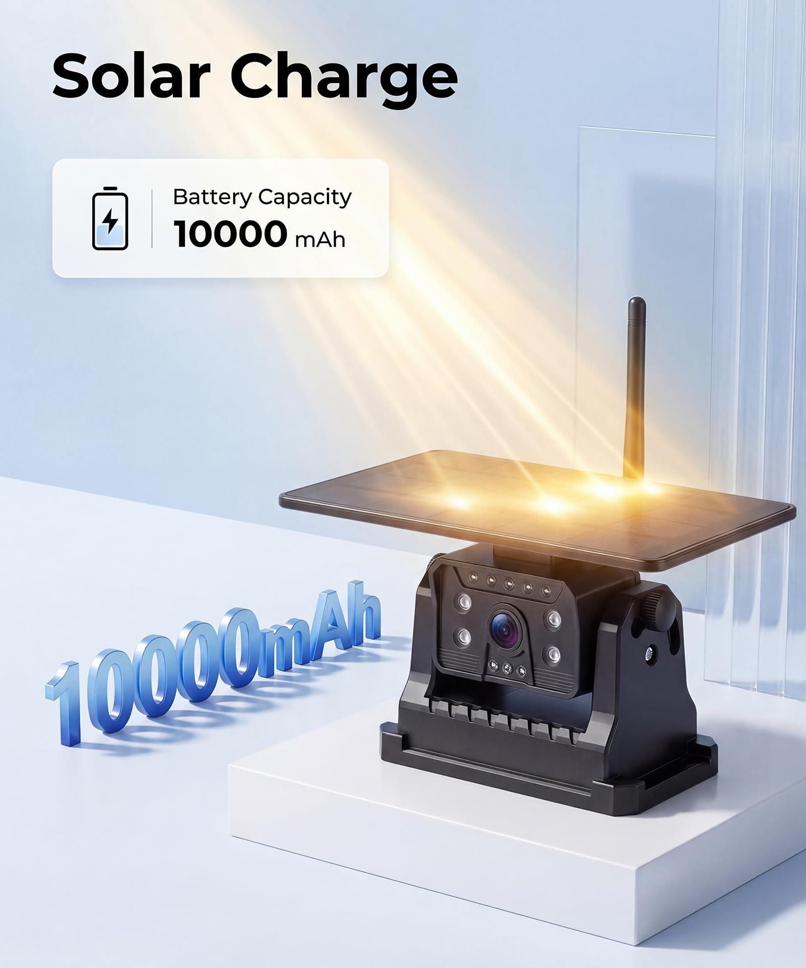 Rimoody Senza Fili Solare Telecamera per Retromarcia, con Batteria da 10000 mAh & Ricarica Type-C, 7 Pollici IPS Monitor, IP69 impermeabile, Visione Notturna, per Camion/Caravan/Camper/Bus/Rimorchio